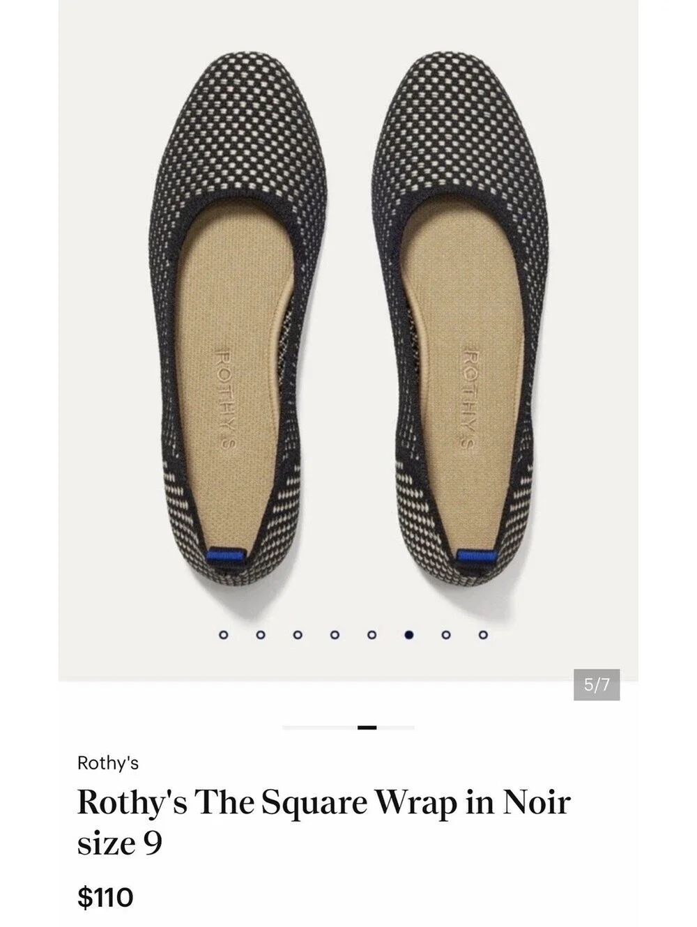 Rothy’s The Square Wrap Noir Women’s Size 10 Black/Ivory 102-009-Fun Ankle Laces
